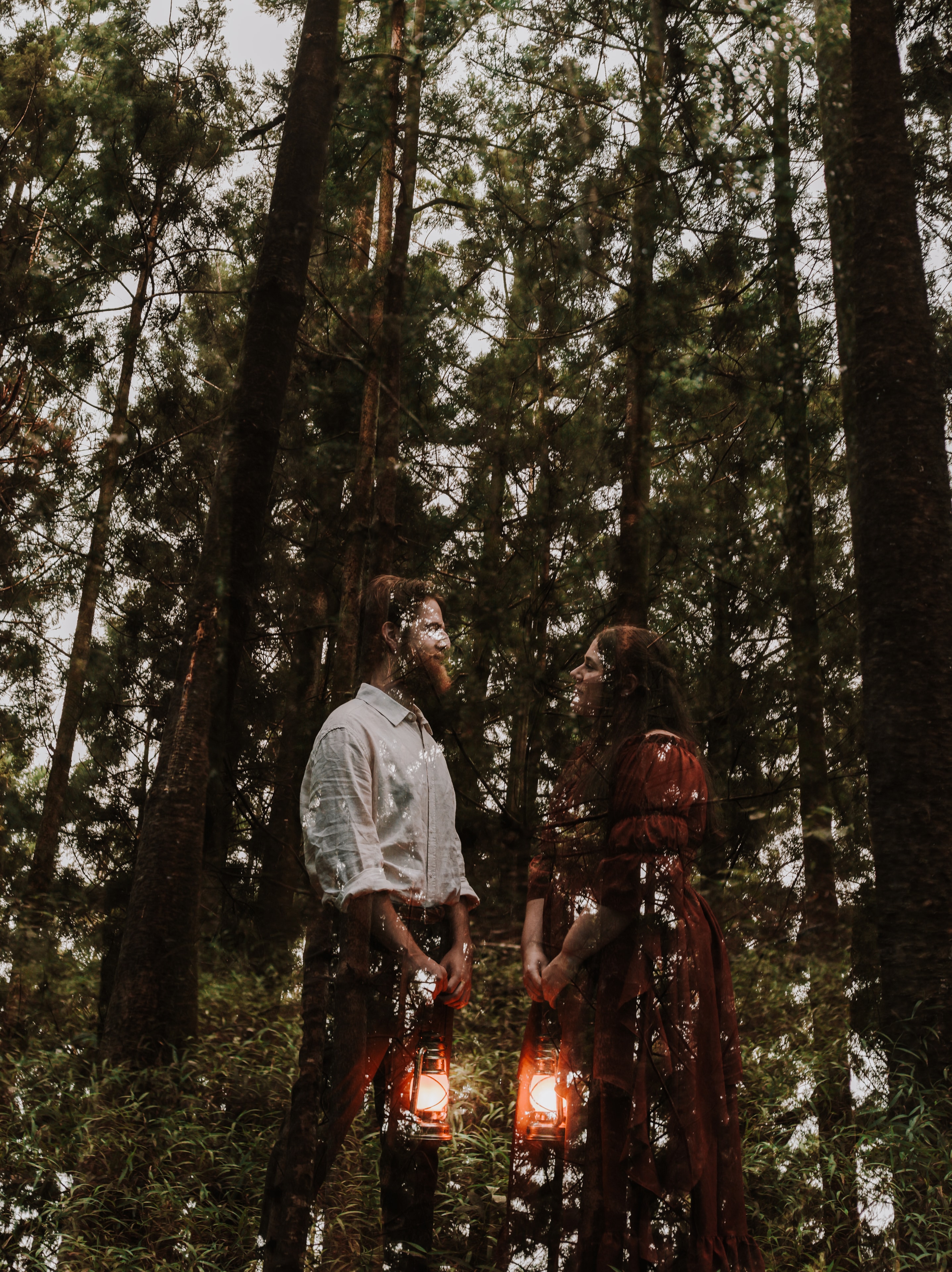 Dark moody wedding portrait